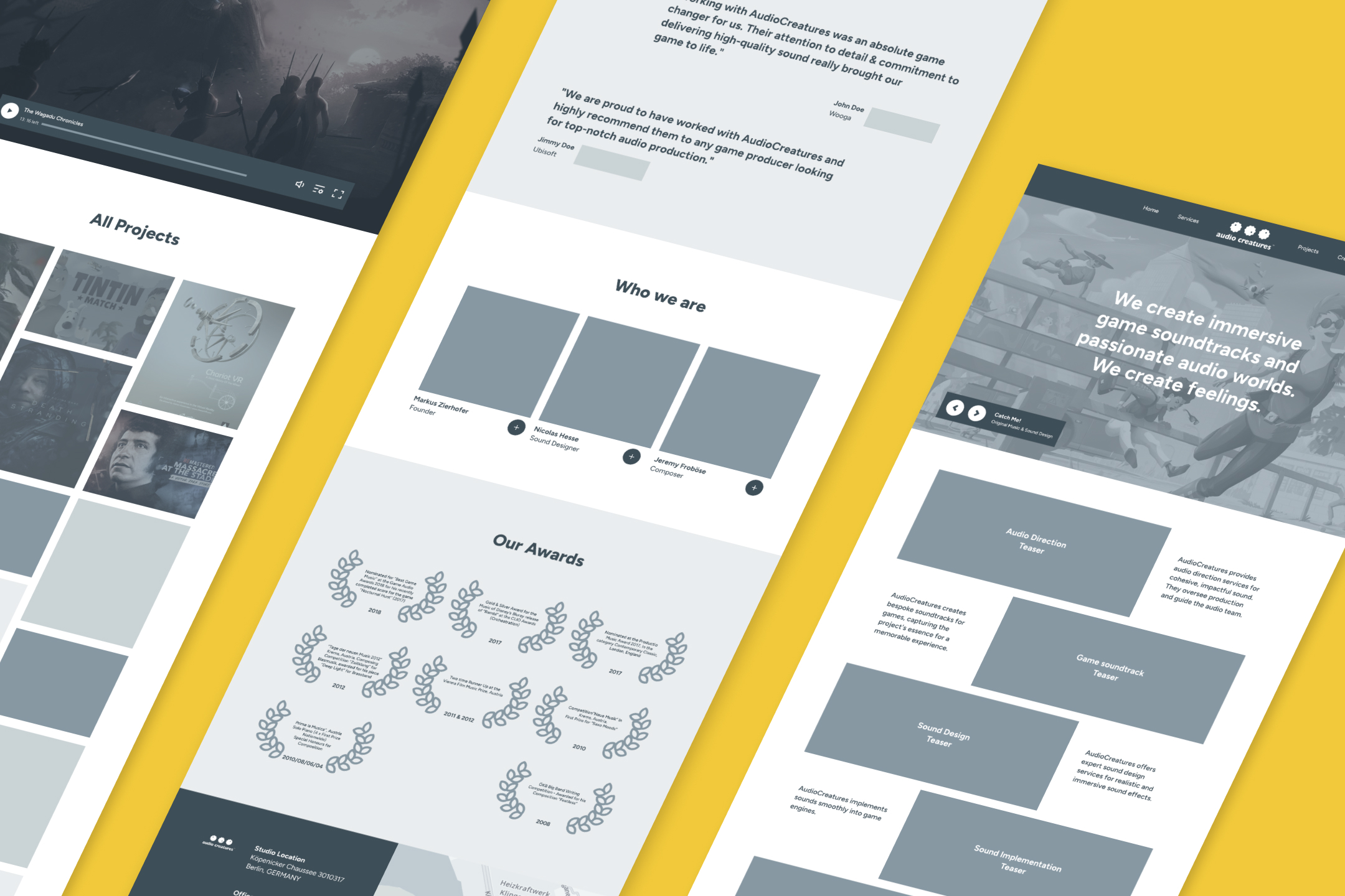 Audiocreatures wireframes